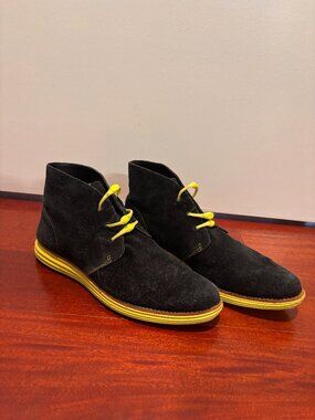 Cole Haan black suede sneaker boots W8.5